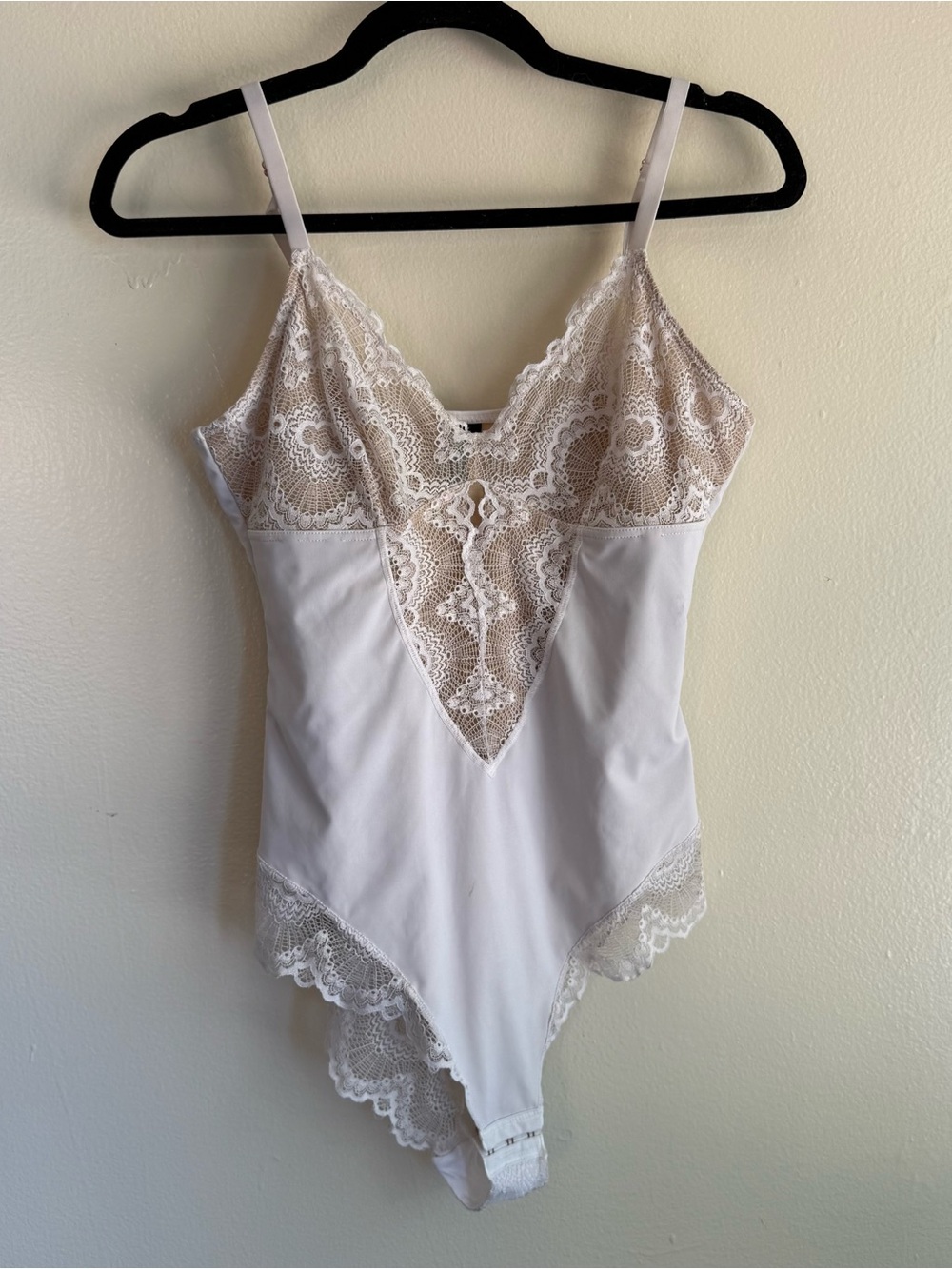 Pinsy Lace Trim White Bodysuit Tank